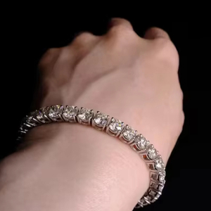 <b>925</b> Solid <b>Sterling</b> <b>Silver</b> Moissanite Diamond Tennis <b>Bracelet</b> Hip Hop <b>Bracelet</b> for Women's Fashion Jewelry - Product Image 1