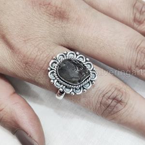 Rough <b>Stone</b> Jewelry Women's <b>Ring</b> Natural Raw Smoky Quartz Gemstone Birthstone Bohemian <b>Ring</b> Handmade 925 Sterling <b>Silver</b> <b>Ring</b> - Product Image 4