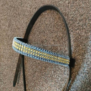 Bande de sourcils Bling multicolore rose Diamante licorne étincelle en cuir noir de haute qualité bande de sourcils de cheval personnalisée - Product Image 2