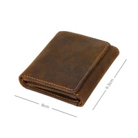 Dompet Pria Kulit Asli Buatan Tangan Vintage Perlindungan RFID Tahan Lama Panjang Pendek Penutup Terbuka Desain Ramping Branding Kustom