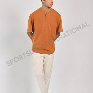 Camiseta de Punto Extra Grande para Hombre, 100% Algodón, Super Pesada, 250 g/m², Cuello Redondo Simulado, Logotipo Frontal, Diseño Liso, Venta al Por Mayor - Product Image 4