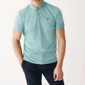 Camiseta de cuello redondo Color azul oscuro 100% algodón en blanco hombres Polo camisetas logotipo personalizado liso venta al por mayor camisetas Polo de manga corta - Product Image 6