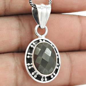 Precio al por mayor de alta calidad, Plata de Ley 925, piedra de Metal de pistola, forma ovalada, bonito colgante bohemio, joyería hecha a mano, proveedores a granel - Product Image 2