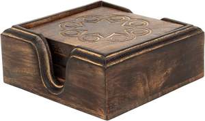 Wooden <b>Bar</b> Coasters for Drinks-Decorative Cocktail - Crafted from Seasonal Wood-Round Shape Coaster-Set of 6 <b>Bar</b> - Product Image 3