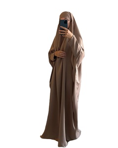 Nuevo vestido modesto para la oración musulmana de Jilbab Estilo simple con cintura natural Técnicas teñidas lisas - Product Image 4