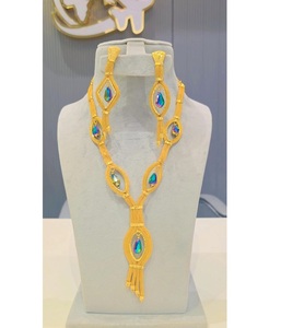 Ensemble de bijoux en diamant plaqué or royal pour femmes, y compris collier, bague-Ensemble cadeau fait main de 4 pièces pour la mode de fête de mariage - Product Image 5