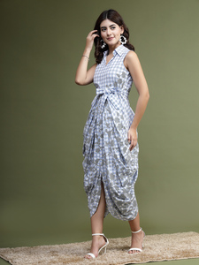 Blue Colored Printed Jumpsuit <b>Boho</b> Romper With Pockets & Loose Elastic Waistband Customized <b>Petite</b> <b>Dress</b> at Wholesale Prices OEM - Product Image 3