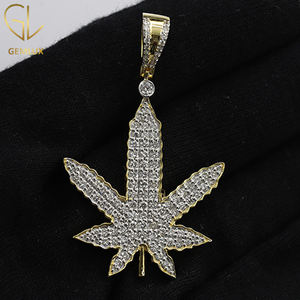Alta calidad nuevo diseño de moda VVS Moissanite diamante personalizado Iced Out Leaf estilo HipHop joyería fina para hombres - Product Image 5