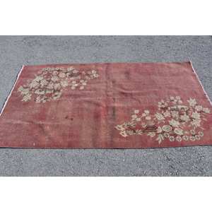 พรมขนสัตว์สีเบจสีชมพูคลาสสิก3.5x6.7ฟุตงานเย็บปะสไตล์ตุรกีทำด้วยมือสำหรับห้องนั่งเล่นห้องนอนสำหรับวัยรุ่น - Product Image 3