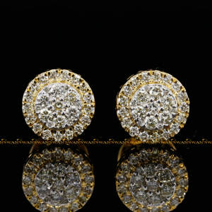 Sparkling Round Brilliant Cut VVs Clarity Moissanite Diamonds Iced Out Hip Hop Pendientes de tuerca de plata esterlina 925 - Product Image 1