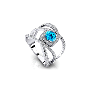 พลอยบุษราคัมสีฟ้าสวิสสุดเก๋และเพชรที่ผ่านการรับรองจริงของขวัญวันเกิดสำหรับคุณแม่ - Product Image 2