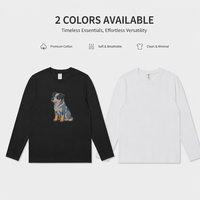 Kaos Lengan Panjang Kerah Bulat Ukuran Besar 230G dengan Cetakan Kartun Anjing Sapi Australia untuk Gaya Streetwear