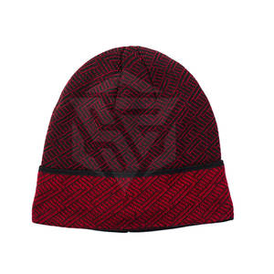 Venta al por mayor Unisex logotipo personalizado Jacquard All-Over Print invierno Beanie sombreros 100% algodón acrílico tejido puños Beanie sombreros - Product Image 1