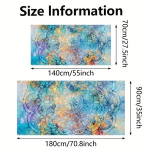 منشفة شاطئ كبيرة سريعة الجفاف من الألياف الدقيقة للنساء بشعار مخصص، منشفة سباحة بطباعة ماندالا فيروزية بوهيمية مع أهداب للمسبح والشاطئ - Product Image 2