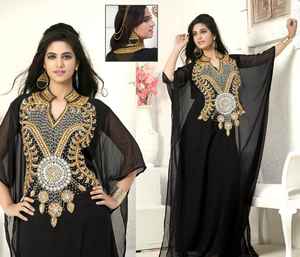 Dubai marroquí Kaftan modesto árabe Abaya Maxi fiesta desgaste vestido de boda playa elegante Jellabiya mano con cuentas bordado recto - Product Image 6