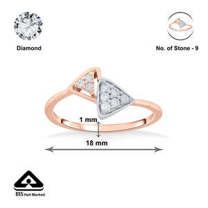 Twin Studded Triangle Rose Gold Diamond Ring - Product Image 6