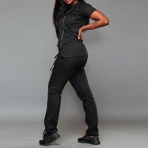 Uniforme de Enfermera de Punto con Cierre Frontal Completo, Conjuntos de Uniformes Médicos, Conjunto de Uniforme Médico Azul Caribe - Product Image 6