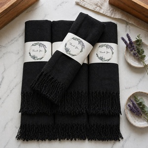 <b>Black</b> Pashmina Shawls Wedding Party Bridal <b>Wraps</b> Large Scarfs for Women Long Fashion Solid Shawl - Product Image 4