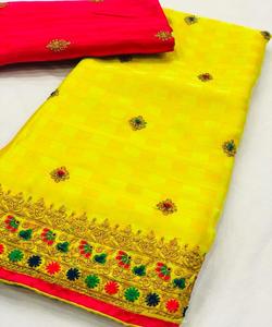 ผ้าส่าหรีผ้าไหมเนื้อนุ่มสำหรับผู้หญิงผ้าส่าหรีแบบไม่เย็บติดเสื้อสตรีผ้าแฟนซี - Product Image 2