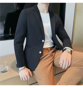 Vestido de fiesta de boda chaqueta moda Slim Fit hombres solteros moda negocios Casual Blazers traje Slim Fit vestido abrigo - Product Image 6
