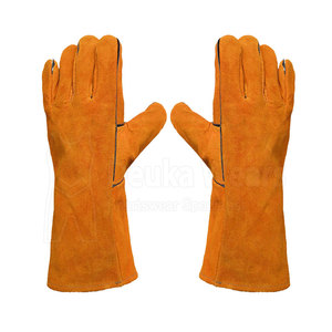 Guantes de Soldadura de Cuero Industriales Suaves con Logotipo Personalizado al por Mayor, Guantes de Trabajo de Cuero Personalizados Resistentes al Calor - Product Image 1