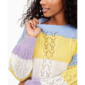 Maglione blu a maniche a palloncino a righe Ultra Flirt Juniors' taglia extra large da donna - Product Image 3