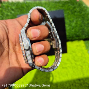 Reloj automático de moissanita completamente helado para hombre, reloj de pulsera mecánico de lujo VVS Diamond Tester Pass de dos tonos de oro rosa y plata - Product Image 4