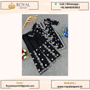 ผ้าเรยอนหนา 14 กก. พร้อมงานปักสวยงาม Kurti พร้อมชุด Palazzo - Product Image 6