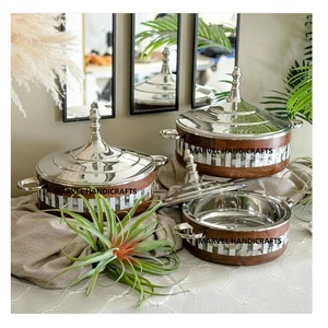 Casserole de service, incrustation de nacre, bois, acier inoxydable, chauffe-aliments, marmite de service en nacre, ensembles d'ustensiles de cuisine - Product Image 1