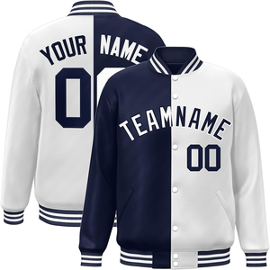 Veste universitaire en satin Logo d'équipe personnalisé Fermeture à boutons Couleurs contrastées Broderie Nom Numéro College Bomber Jacket Dropshipping - Product Image 3