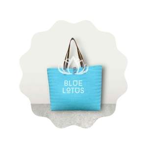 MEILLEUR PRIX Blue Lotus 2025 Eco Sac fourre-tout en plastique tissé à la main parfait pour les voyages d'épicerie et un usage quotidien - Product Image 1