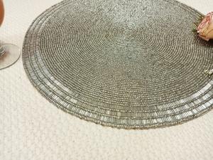 Hot Selling Handmade Embroidery Eco-Friendly Luxury <b>Round</b> Beaded Coaster <b>Placemat</b> for Home Wedding Parties - Product Image 5