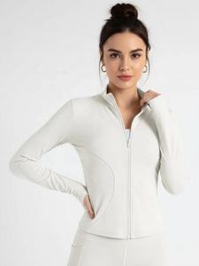 Chaqueta de Yoga Personalizada con Cierre, Top Deportivo de Manga Larga para Mujer, Chaqueta con Cierre Completo y Orificios para Pulgares - Product Image 6