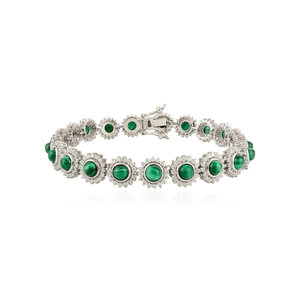 Qualité supérieure 100% naturel Malachite diamant américain rond fleur Bracelet meilleur meilleur vendeur 925 en argent Sterling bijoux fins - Product Image 1