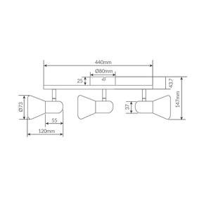 Guimara 3xE14 nickel ceiling <b>spotlight</b> (GSC 202000043) - Product Image 2