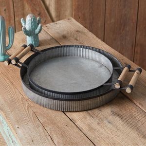 <b>Italian</b> Household Decorative Galvanized Metal Tray Set Dinnerware Kitchenware Fancy Handles for Serving <b>Top</b> Tabletop <b>Italian</b> - Product Image 5