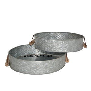 ถาดเสิร์ฟอาหารชุบสังกะสีแบบแฮนด์เมดทรงสี่เหลี่ยมผืนผ้าอุปกรณ์รับประทานอาหารสุดหรูสำหรับโรงแรมถาดเสิร์ฟโลหะ - Product Image 2