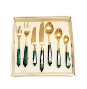 Diseño minimalista chapado en oro brillante impresionante cubiertos juegos de cubiertos atractivo centro de mesa Mesa cena cubiertos utensilios - Product Image 3