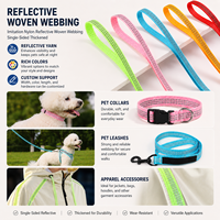 Sangle en sangle de nylon imitation côtelée épaisse réfléchissante couleur personnalisée pour collier de chien, laisse pour animal, sac, vêtement, accessoires textiles de maison