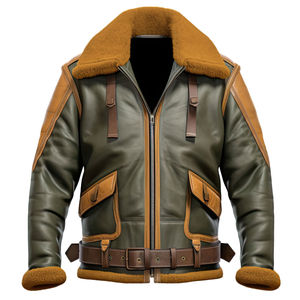 Hot Sale Best Price Custom Color Canvas Front Sheepskin Leather <b>Sherpa</b> Hooded <b>Jacket</b> <b>Men</b> Winter Casual Breathable Windproof - Product Image 1