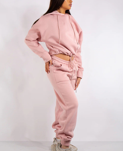 Nouveau arrivé Loose Fit surdimensionné dames Jogger ensemble en gros 100% coton surdimensionné logo personnalisé streetwear 2 pièces survêtement femme - Product Image 4