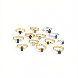 Stylish Gold and Silver Plated Fashion <b>Rings</b> with Unique Stone Embellishments for Resale - Product Image 3