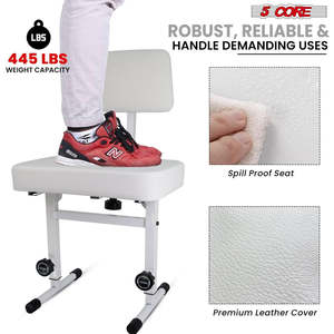 5 Core Piano Bench 3 <b>Padded</b> Cushioned Stool w Backrest Heavy Duty Musician <b>Chair</b> Height Adjustable - Product Image 2