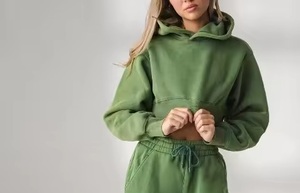 Custom Logo Streetwear Women Sweatshirt Pullover Gym Hoodies Women Crop Hoodie <b>Ladies</b> Casual Crop <b>Top</b> Hoodie - Product Image 2