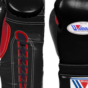 Gants de boxe à lacets Winning, noir et rouge, cuir véritable, professionnels, pour entraînement et sparring, faits à la main, qualité professionnelle - Product Image 2