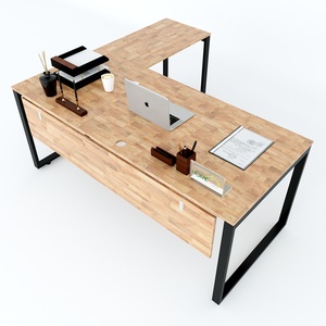 HBRT019-180x160cm L-Shaped Minimalist Luxury <b>Desk</b> Contemporary <b>Work</b> <b>Desk</b> Assembled Steel Legs RECTANG System for Bedroom Use - Product Image 1