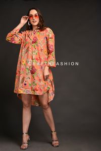 Robe chemise décontractée pour femmes, en coton floral d'été, pour les vacances à la plage, silhouette ample, grande taille, respirante, écologique - Product Image 4