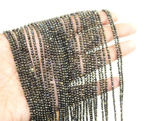 Espinela negra Golden Mystic Coated Beads 2mm Golden Mystic Faceted Rondelle Gemstone Beads Golden Mystic Coated Black Spinel Bead - Product Image 1