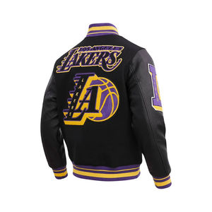 Nueva llegada Diseño Zip Up Pattern Varsity Jacket con mangas de cuero de turba con estilo Stand Collar Diseño elegante Chaquetas de béisbol - Product Image 2