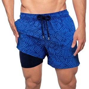 OEM Men's Fitness Gym Shorts Double-<b>Layer</b> Breathable Casual Quick-Dry Drawstring-Printings Custom-Logos Solid Eco-Friendly - Product Image 1